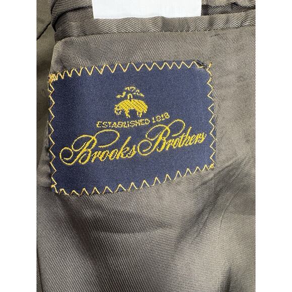 Men’s Brooks Brothers Pure New Wool Subtle Olive Blazer Jacket Lined Size 40S - Picture 6 of 10